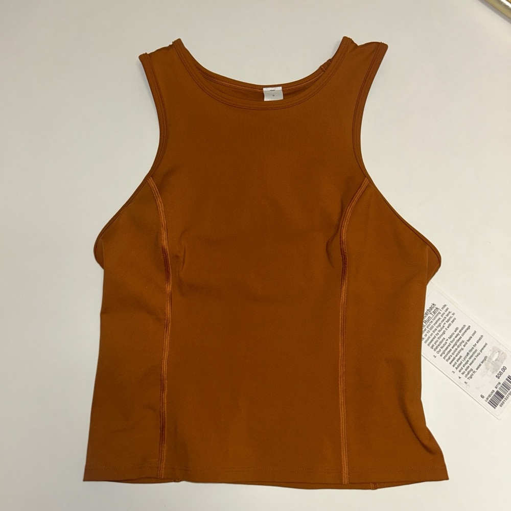 Lululemon women’s Nulux Racerback Cropped Run Tank size 6 burnt orange color NWT